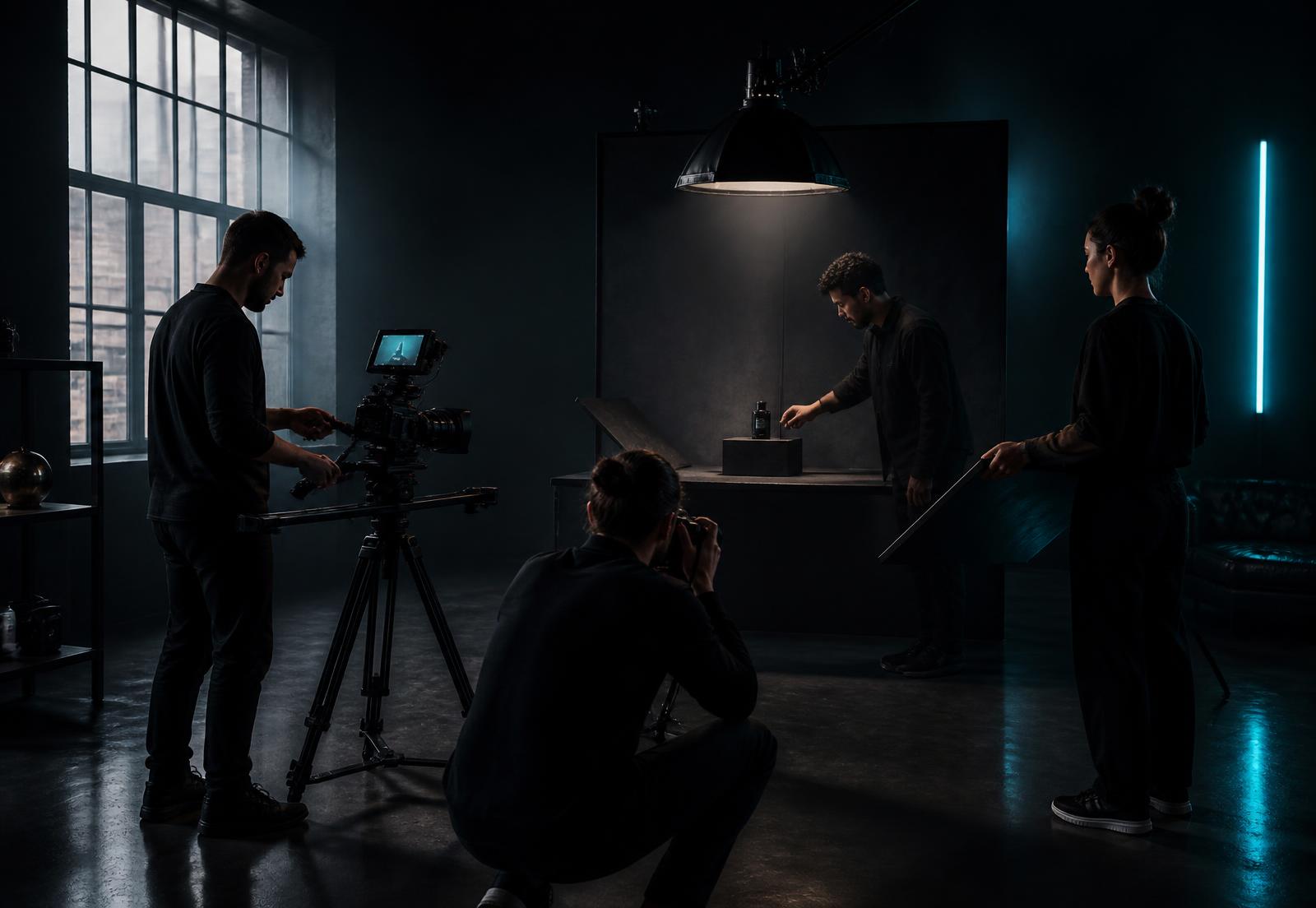 Produktionsteam bei einem Studio-Dreh